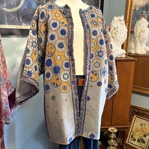 Colorful Patterned Open Front Jacket